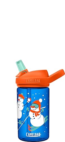 camelBak Eddy+ 14 oz Kids Water Bottle with Tritan Renew - Straw Top  Leak-Proof When closed  Snowman Sled